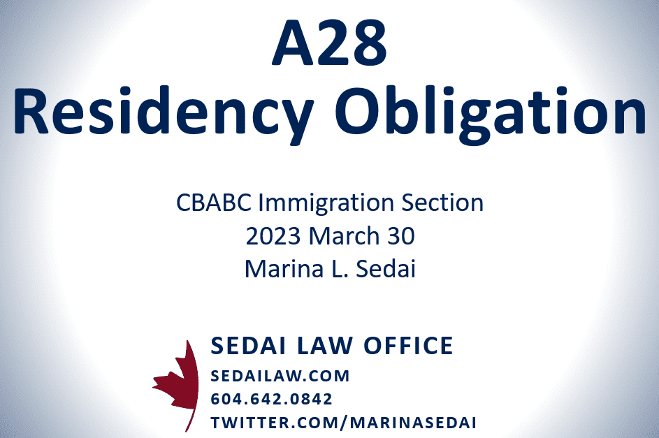 Presentation On Permanent Resident Residency Obligations Sedai